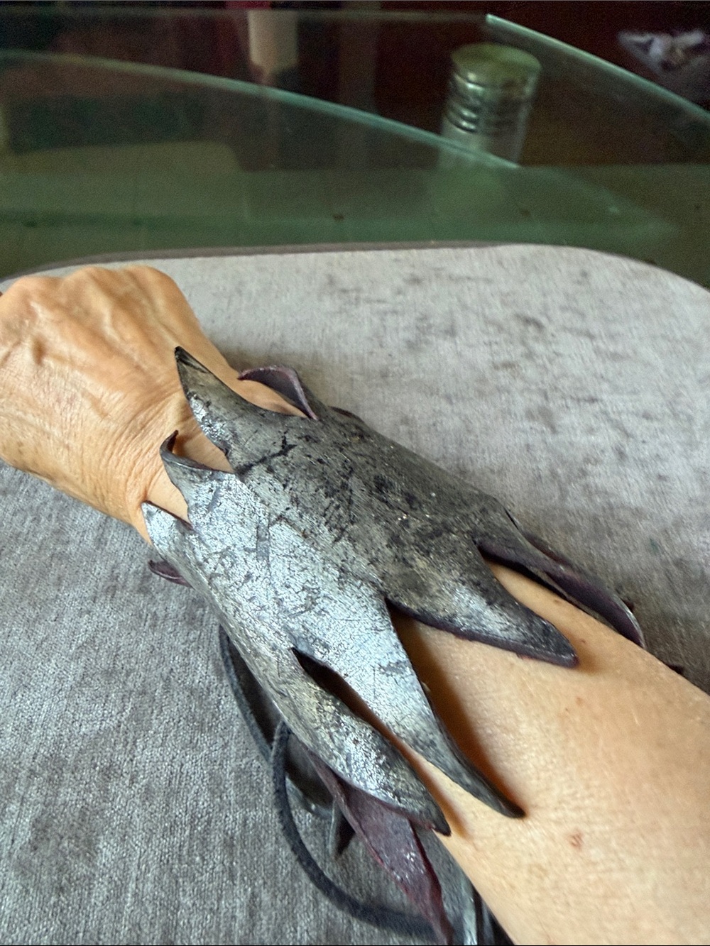 Handcrafted Silver-Tone Leather Cuff Bracelet